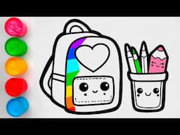 School Backpack Drawing, Coloring for Kids & Toddlers