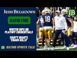 Rapid Fire: Writer Rips Notre Dame's Playoff Credentials, Marty Biagi Chaos Kills, Joey Galloway