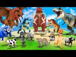 Mammoth Elephant Cow Gorilla vs Giant Lion Cheetah vs Zombie Dinosaur Snake Attack Baby Elephant Pig