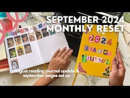 SEPTEMBER MONTHLY RESET | reading journal setup + updating aug ft. neorah dot grid journal