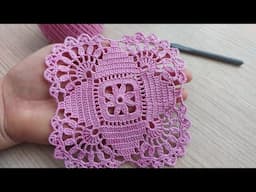 New Model🌸Gorgeous Square Floral Crochet Lace Pattern | Step-by-Step Tutorial for Beginners