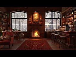 Winter Cafe Ambience With Jazz Music Playing Slowly and Fireplace