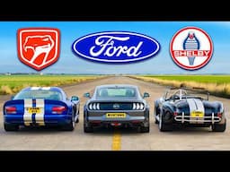 Dodge Viper v Mustang GT v Shelby Cobra: DRAG RACE