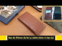 Bao da iPhone 16 series Qlino Wallet da bò thật: Bao da đa năng có ngăn ví đựng tiền và thẻ