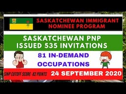 Saskatchewan PNP invites 535 immigration candidates | Facts| Figures |Observations|24 September 2020