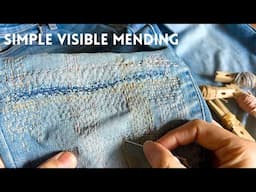 Simple and rustic visible mending - I mended my denim jeans which I was going to throw away