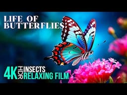 LIFE OF BUTTERFLIES - 4K HDR Relaxing Macro Film | Fascinating Colorful Insects with Calming Music