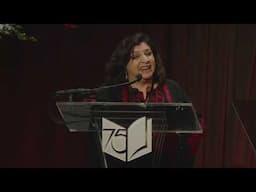 Lena Khalaf Tuffaha accepts the 2024 National Book Award for Poetry for Something About Living