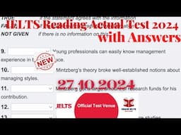 IELTS Reading Actual Test 2024 with Answers | 27.10.2024