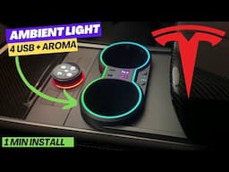 Tesla Model 3/Y: EASY Cup Holder Retrofit (4 Charging Ports Colorful Lights & Fragrance Diffuser)