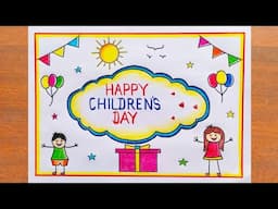 Children's Day Drawing / Children's Day Poster Drawing Easy Steps / Happy Children's Day Drawing