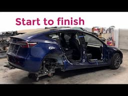 Rebuilding a 2022 Tesla model 3 from salvaged auction in 1 video