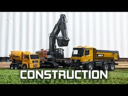 Unboxing three HuiNa RC Construction toys - Excavator, Tip Truck, and Cement Mixer!