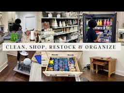 CLEAN WITH ME | RESTOCK, ORGANIZE & SHOP | WEEKLY GROCERY HAUL |  #restockandorganize