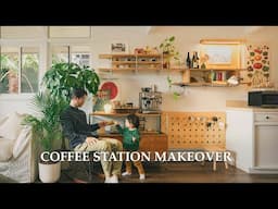 Home Cafe Complete Makeover｜Mid-Century Modern Coffee Bar｜Kid-Friendly