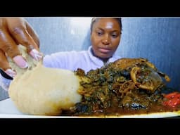 Asmr mukbang delicious atama soup with fufu/ Calabar style