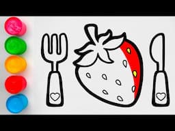 Strawberry Drawing and Coloring Step by Step for Children