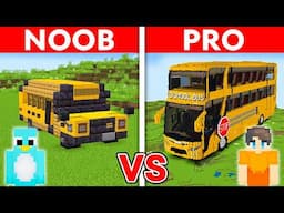 NOOB vs PRO: SCHOOL BUS House Build Challenge in Minecraft