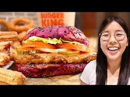 Burger King's NEW Purple Whopper | Addams Family 👻 (+ Churro Fries, Chocolate Shake, Toys)