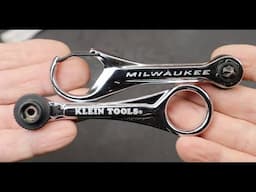 Klein vs Milwaukee: New 90-tooth Mini Low Profile Ratcheting Bit Driver, carabiner, recessed switch!