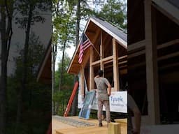 HEAVY glass cabin window install. #cabin #cabincrew #cabinbuild #offgrid #offgridlife