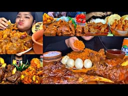 ASMR EATING SPICY MUTTON CURRY, MUTTON BIRYANI, EGG CURRY | BEST INDIAN FOOD MUKBANG |Foodie India|