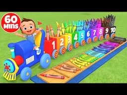 Learning Colors & Numbers: Crayon Train Rhymes for Toddlers - 60-Minute Fun Collection!