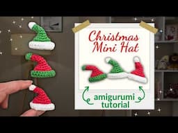 How to crochet a Mini Christmas Hat ornament! Free crochet pattern Christmas ornaments tutorial.