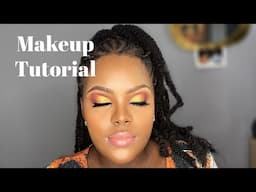 Gold eyeshadow tutorial for beginners | eyeshadow for dark skin| makeup tutorial | Lerato Simelane