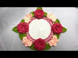 TUTORIAL DE CARPETA O TAPETE tejidos a crochet con mariposas flores y hojas, arte en crochet lm.