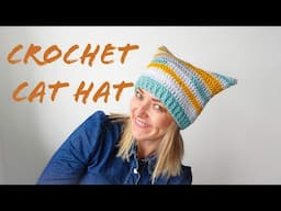 Crochet Cat ears  hat beanie viral hat  Quick  and Easy tutorial