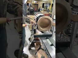 Roughing out a bowl in slow-mo.  #woodworking #slowmotion #shorts