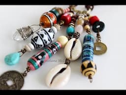 Hippie Beach Style Necklace Tribal Style jewerly Pendant and leather cord