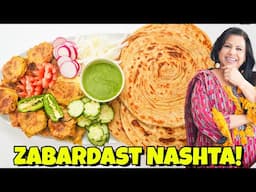 Nashtay ka Idea! 3 Tara se Lacha Parathay aur Kabab Recipe in Urdu Hindi - RKK