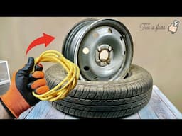 Tire fitting is now useless! Just 1 rope 🔥 Change your wheel in a minute!