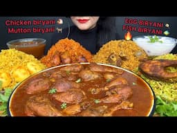 ASMR EATING CHICKEN BIRYANI,MUTTON BIRYANI,EGG BIRYANI,FISH BIRYANI,DESI STYLE CHICKEN CURRY,RAITA