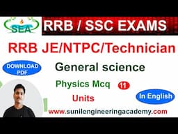 RRB JE 2024/RRB NTPC/RRB GROUP D /Technician- General Science (In English); Physics Mcq on Units