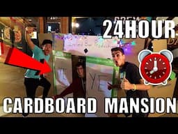 24 HOUR OVERNIGHT CHALLENGE!! IN CARDBOARD MANSION!!