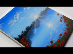 Poppies by the Lake Acrylic Painting Tutorial ✨ Easy Landscape Painting for Beginners