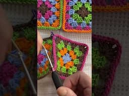 Joining granny squares with a slip stitch join #shorts