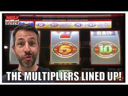 HUGE 5x 10x Multipliers Lined up on Bonus Times Slot Machine!