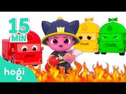 Learn Colors with Fire Truck｜15 min｜Learn Colors for Kids｜Compilation｜3D Kids｜Hogi Colors