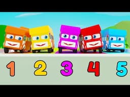 Five Little Buses | Vroom Vroom | One Two Three Four Five | Pilli Go | Nursery Rhymes & Kids Songs