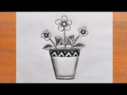 गमले का चित्र बनाना सीखें / How to Draw Flower Pot Easy step by step / Flower Vase Drawing Easy