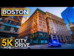 5K HDR City Drive in Boston, Massachusetts - Exploring One of America’s Oldest Cities (Real Sounds)