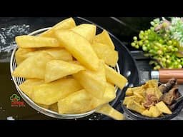 HOW TO MAKE & PERFECTLY FRY YAM & PEPPER SAUCE | CRISPY GHANA FRIED YAM CHIPS RECIPE | Street Style