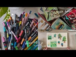 🌱 book unboxing + 🎨 sketchbook drawing with markers