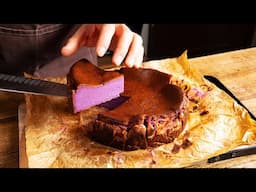 Halloween Purple Sweet Potato Burnt Basque Cheesecake 紫芋のバスクチーズケーキ #halloween #cheesecake #asmr