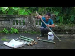 The man uses bamboo to make traps to catch eels and cooking a special dish I Country Life Food Vlog