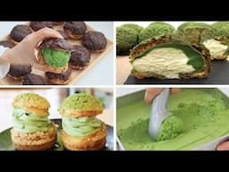 Satisfying Relaxing Video|🍵☕🧃🥛Matcha Ice Cream Puff|Asmr|Tiktok